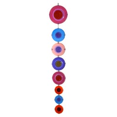 Vintage Higgins Glass Rondelay Suspended Multicolor Hanging Mobile Sculpture