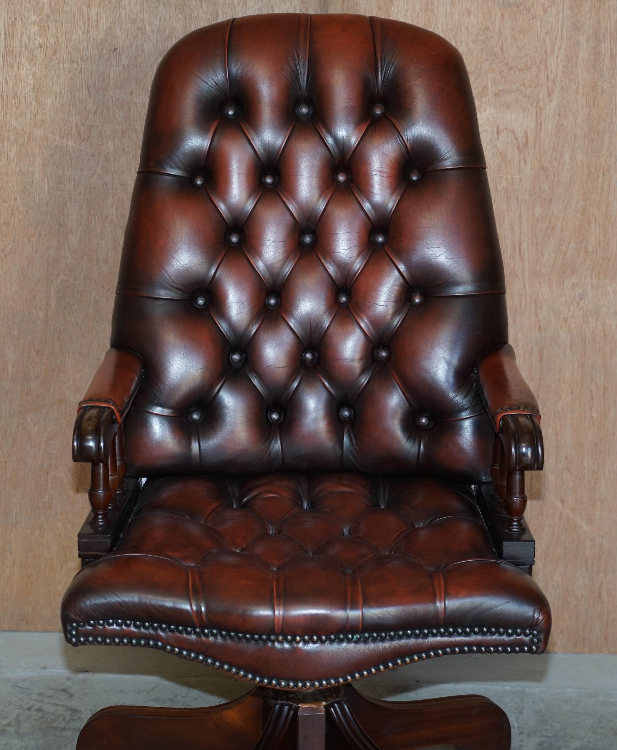 brown chesterfield office chair