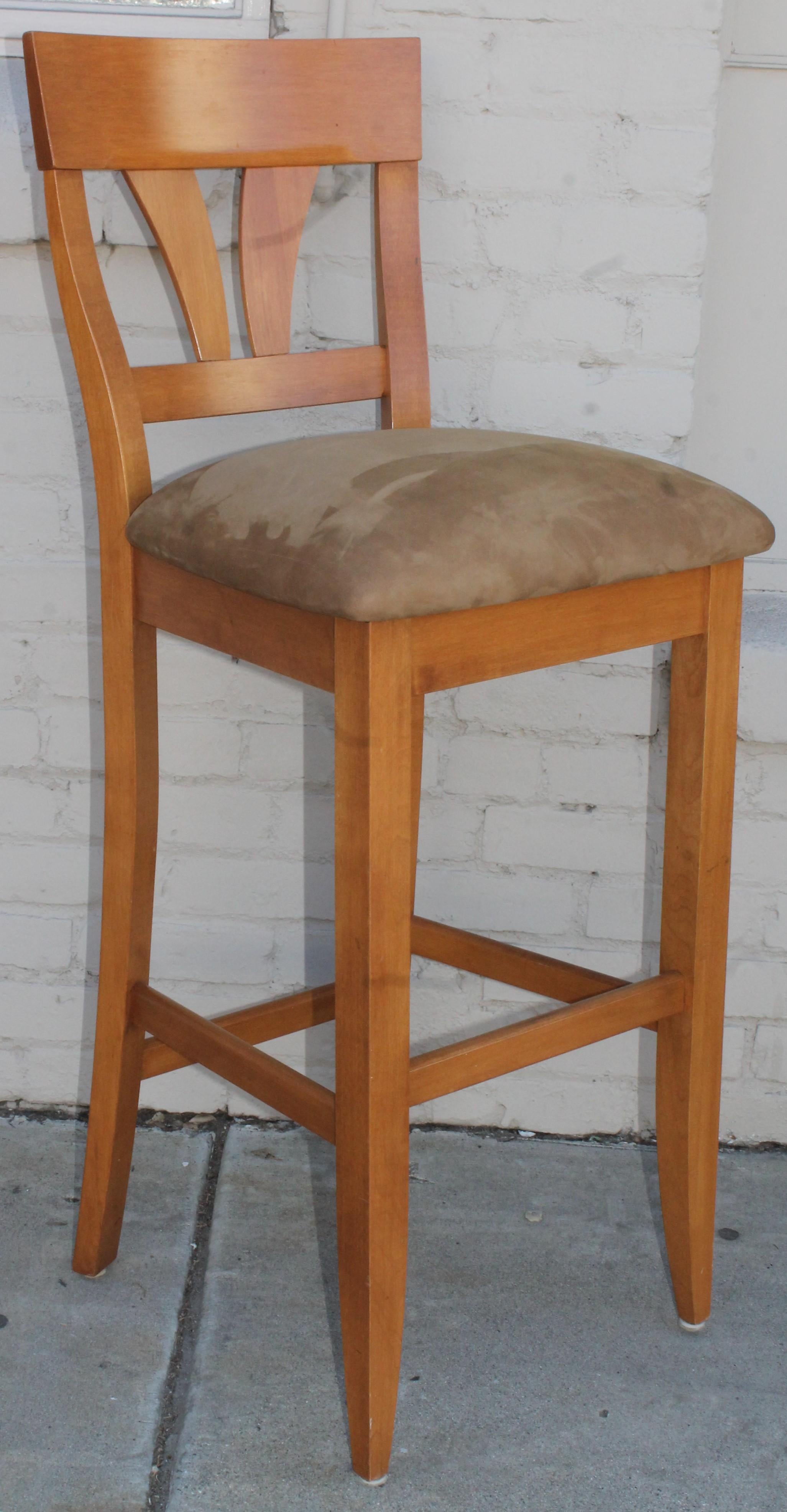 Adirondack Vintage High Back Bar Stools With Suede Seats For Sale