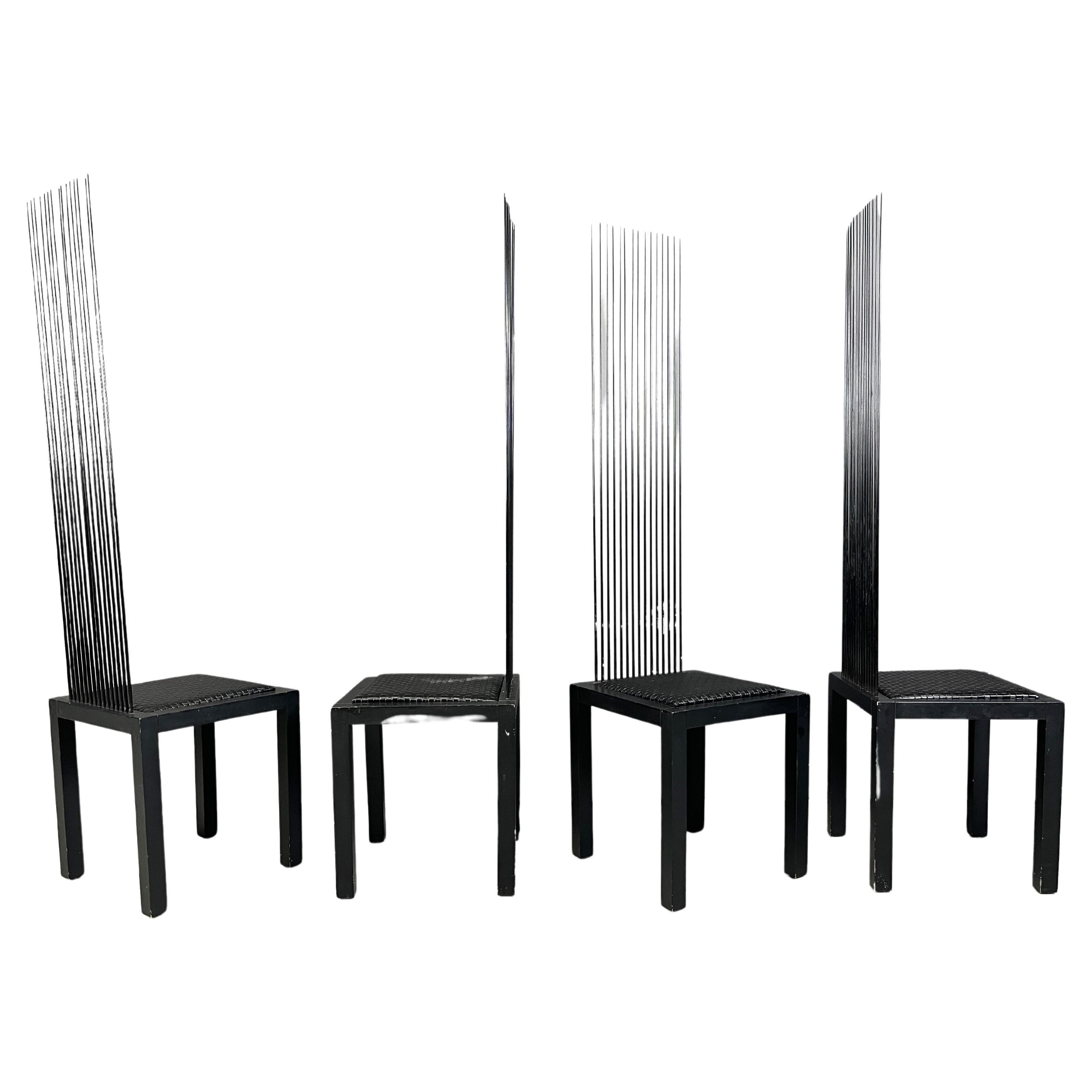 Vintage high back dining chairs, 1980s