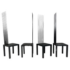 Vintage high back dining chairs, 1980s
