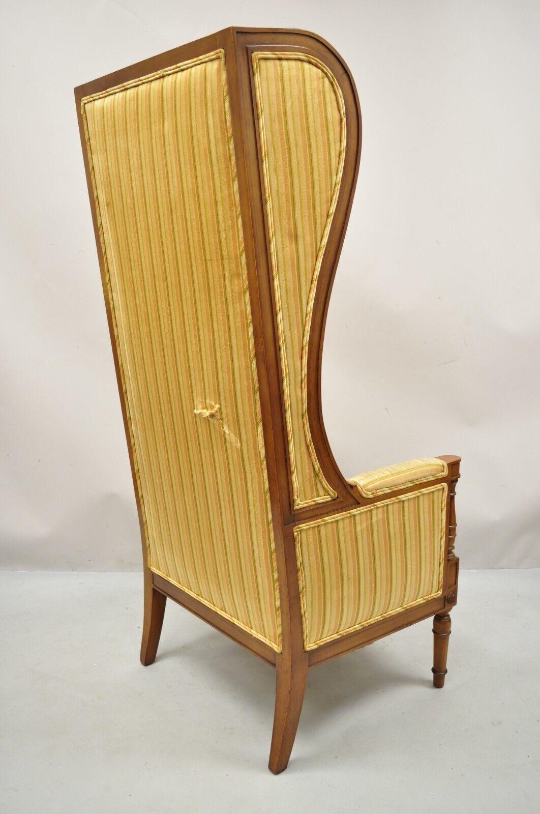 Vintage High Back French Hollywood Regency Stately Throne Lounge Arm Chair For Sale 2