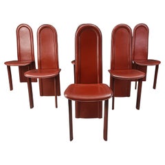 Vintage high back italian dining chairs, 1980s
