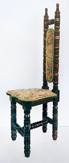 Vintage High Back Jacobean Style Spanish Hall Prayer Chairs, Pair