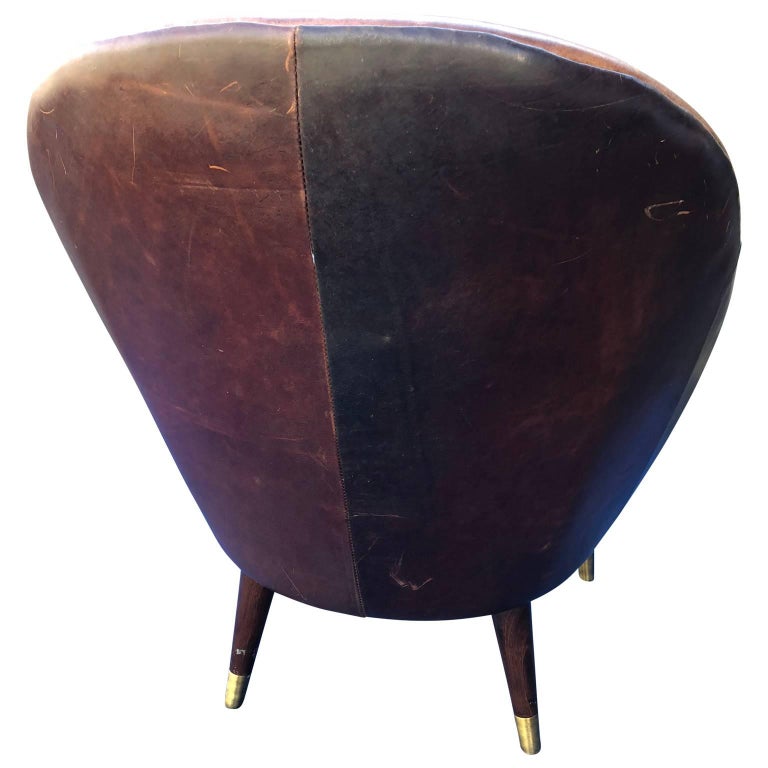 Vintage High Back Leather Club Chair For Sale at 1stdibs