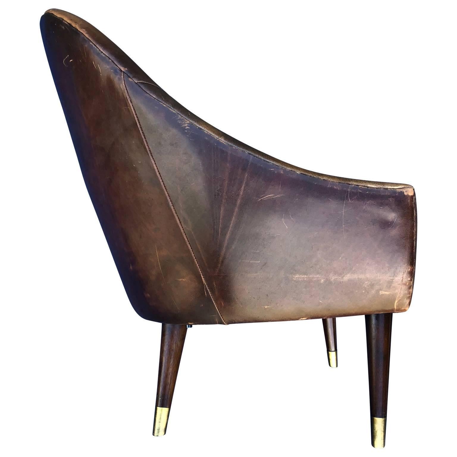Vintage American High Back Leather Club Chair (amerikanisch)