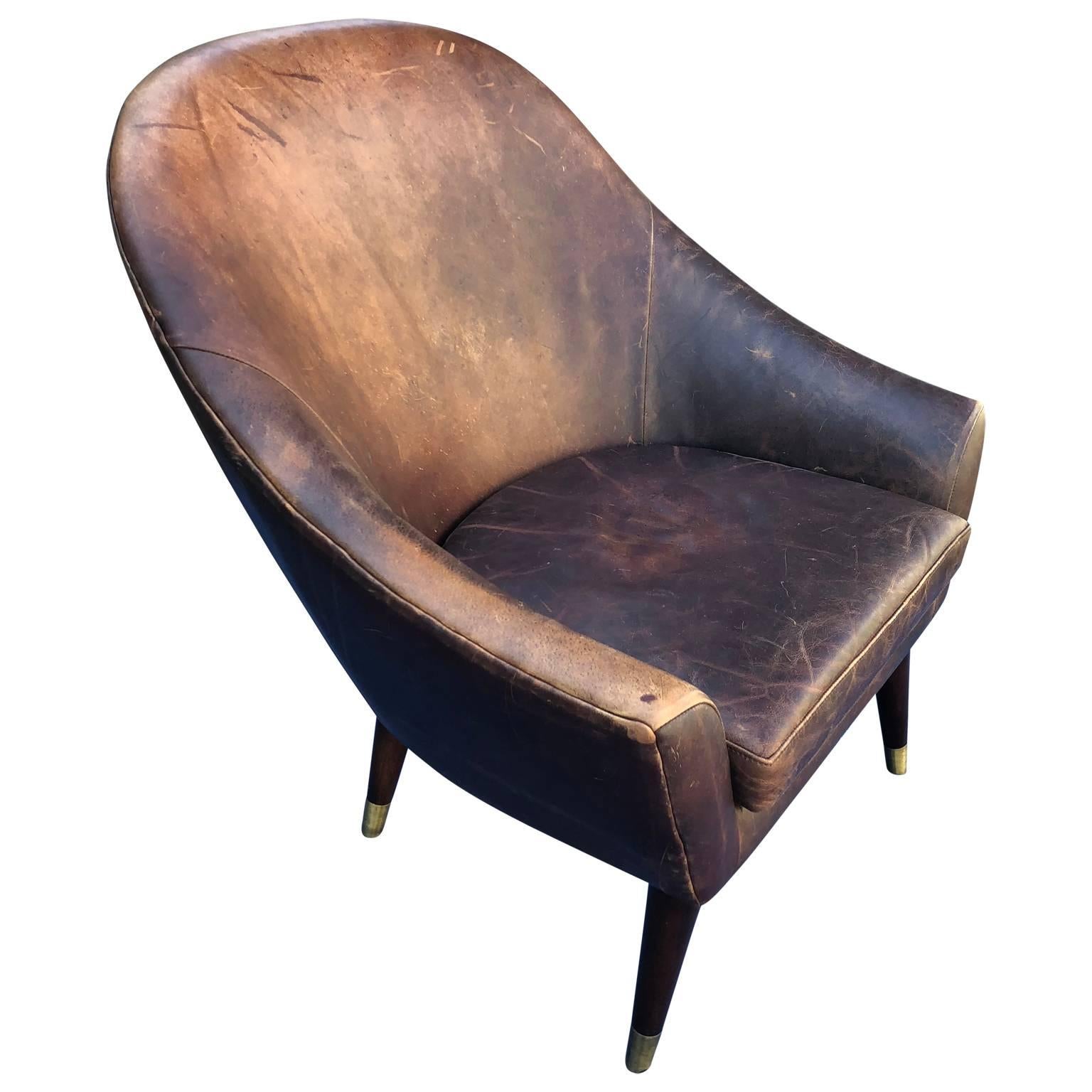 Vintage American High Back Leather Club Chair (Leder)