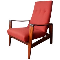 Chaise longue vintage à dossier haut par Arne Wahl Iversen pour Komfort, Danemark, années 1960