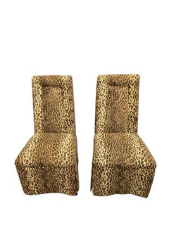 Vintage High-Back Skirted Side Chairs – Pair