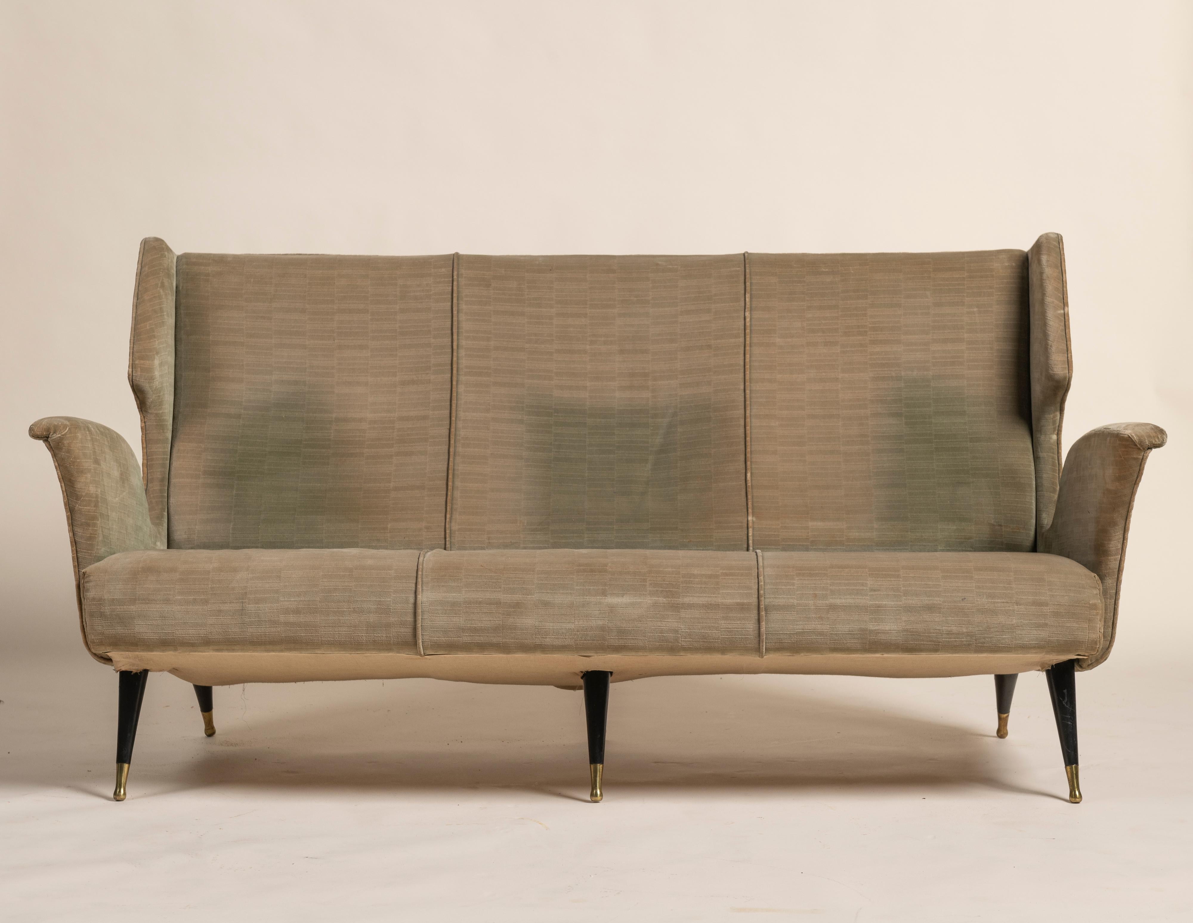 italien Canapé à haut dossier inspiré du canapé Gio Ponti, Italie, années 1960 en vente