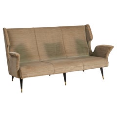 Vintage High Back Sofa, Inspired by Gio Ponti Sofa, Italy, 1960s