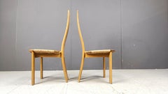 Vintage high back wicker dining chairs, 1960s