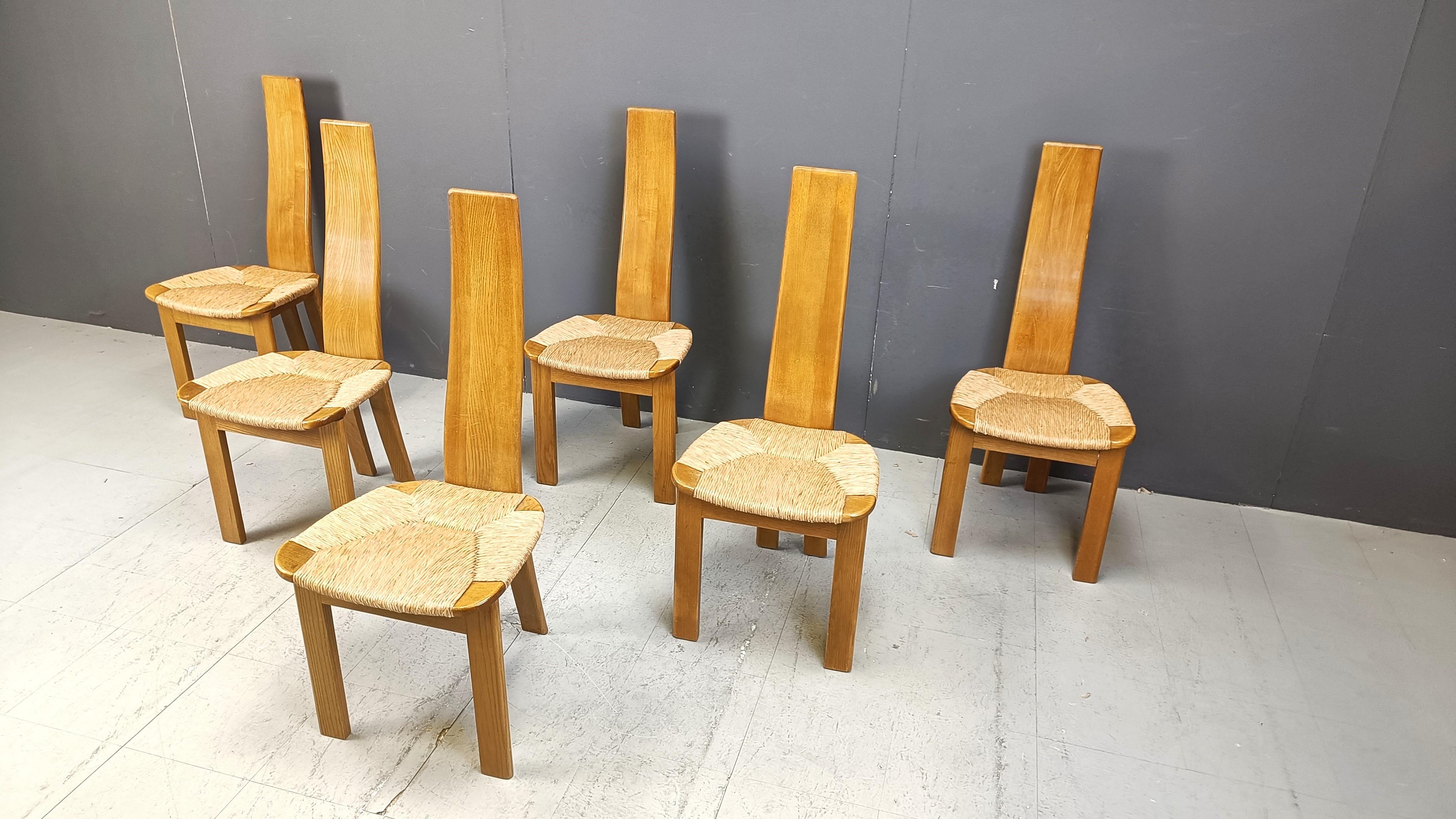 Mid-20th Century Vintage high back wicker dining chairs, 1960s For Sale