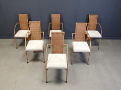 VIntage high back wicker dining chairs set of 6 - 1980s