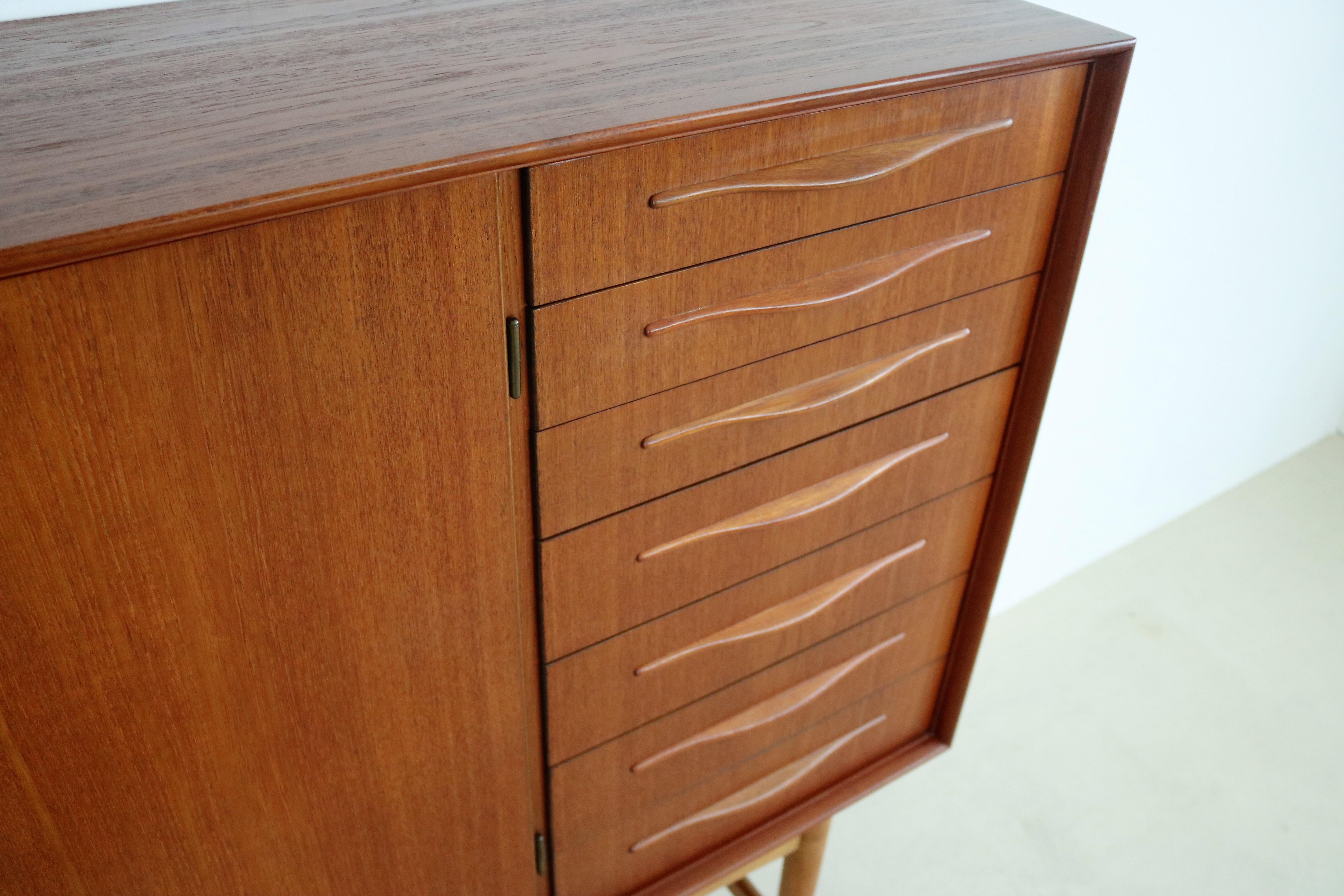 Vintage High Board Dresser Cabinet 60s Danish For Sale 1
