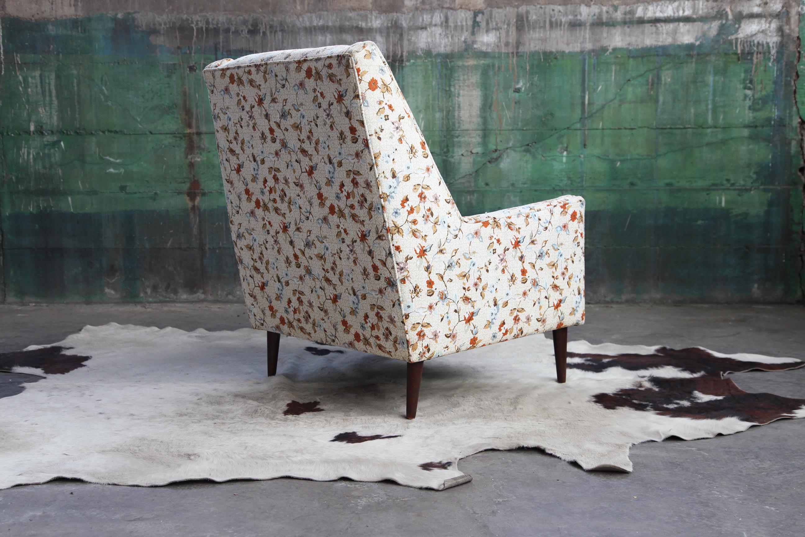 Fauteuil de salon danois vintage à pieds en forme de chevalet attribué à Paul McCobb Bon état - En vente à Madison, WI