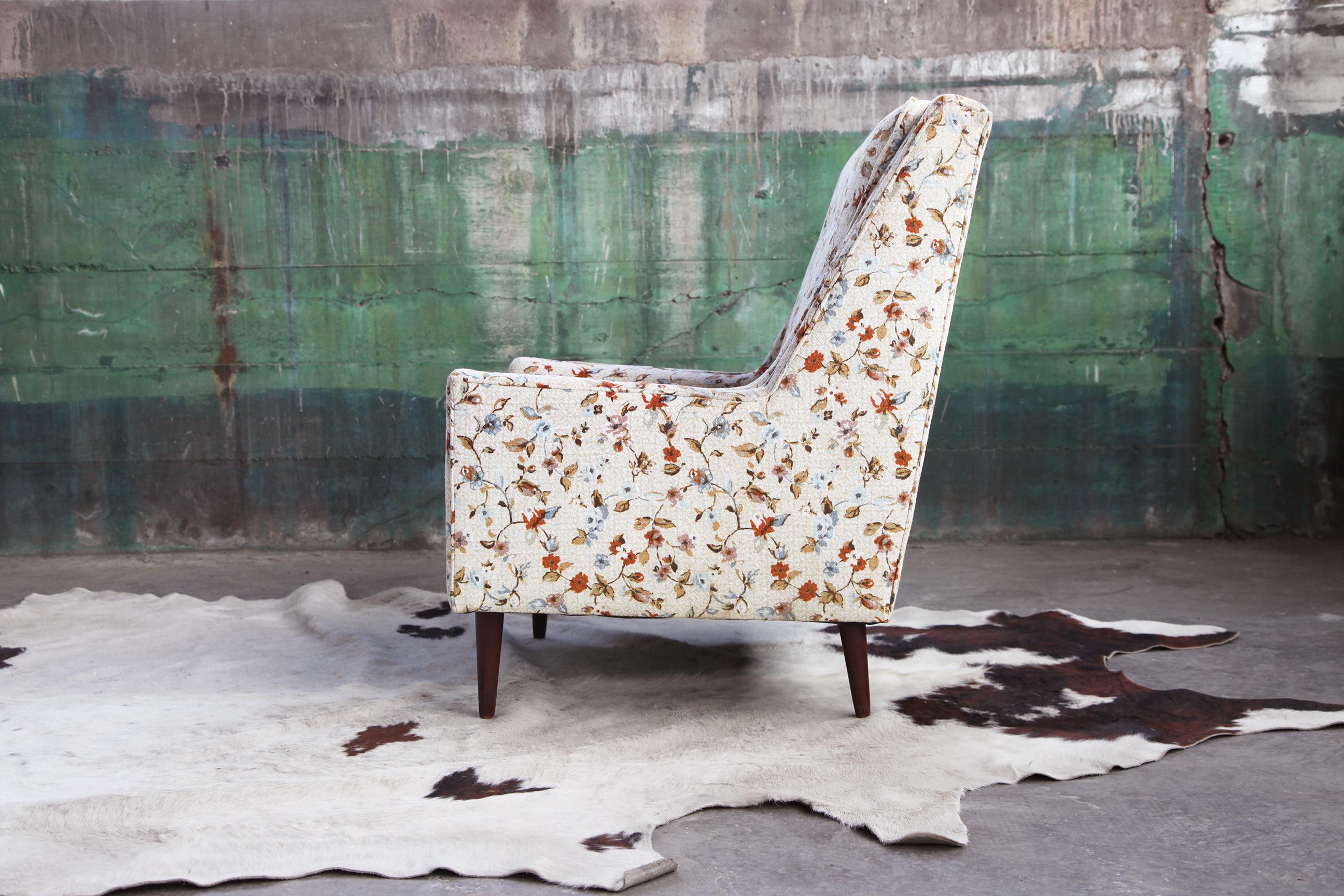 Tissu d'ameublement Fauteuil de salon danois vintage à pieds en forme de chevalet attribué à Paul McCobb en vente