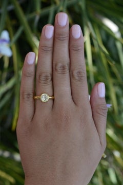 Vintage High Karat Gold White Sapphire Engagement Ring