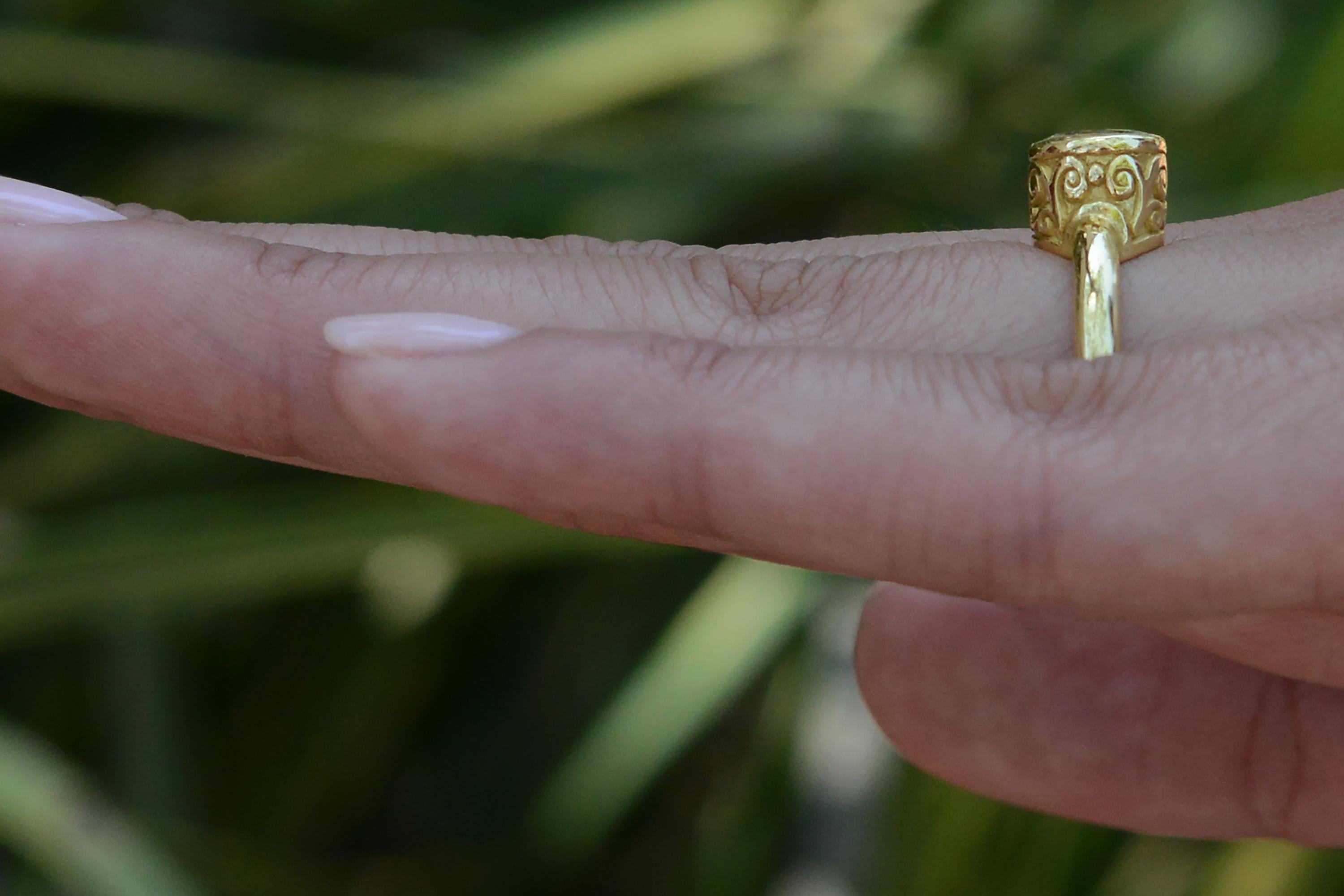 Etruscan Revival Vintage High Karat Gold White Sapphire Engagement Ring