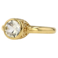 Retro High Karat Gold White Sapphire Engagement Ring