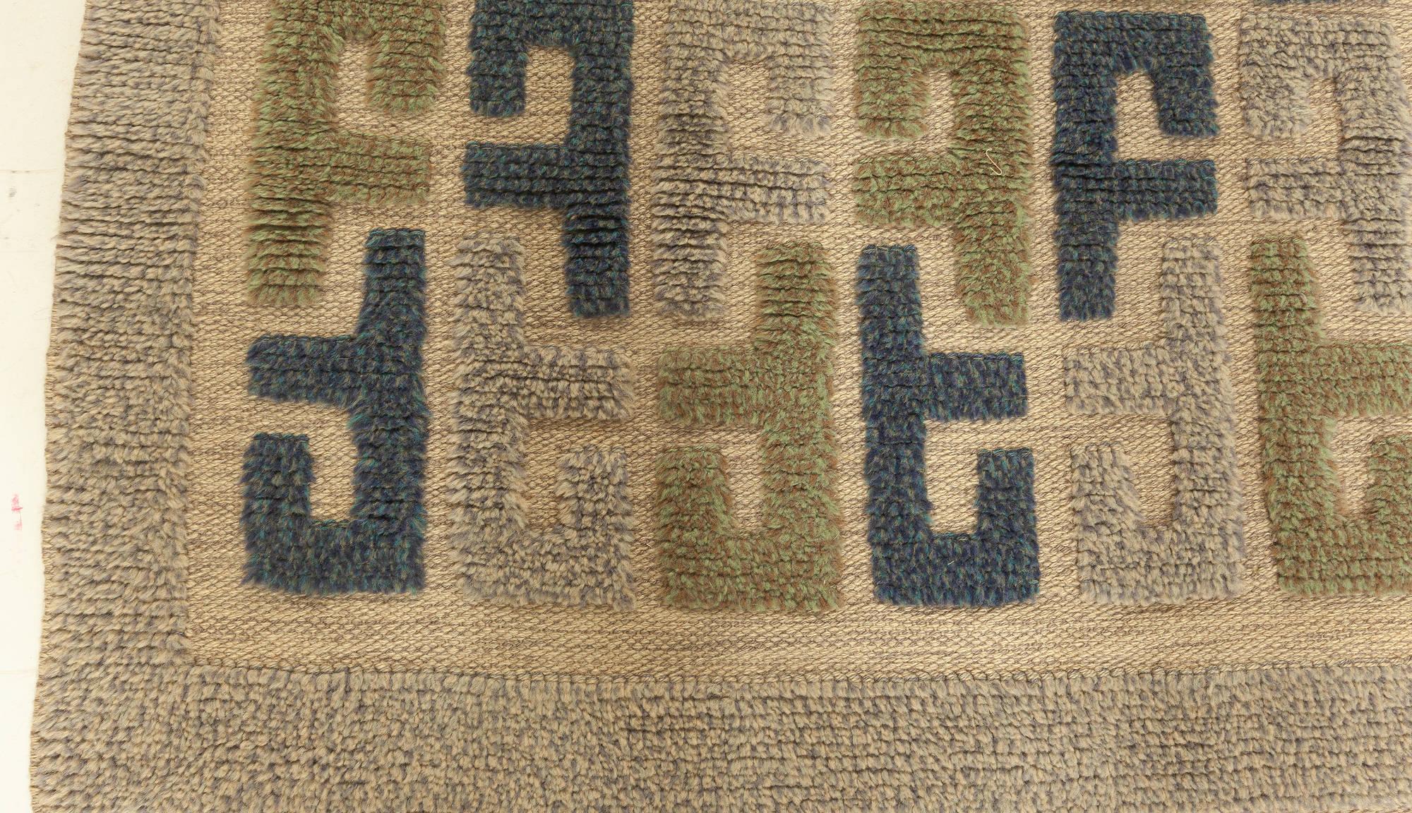 Hand-Knotted Midcentury Swedish Rug by Sigvard Bernadotte
