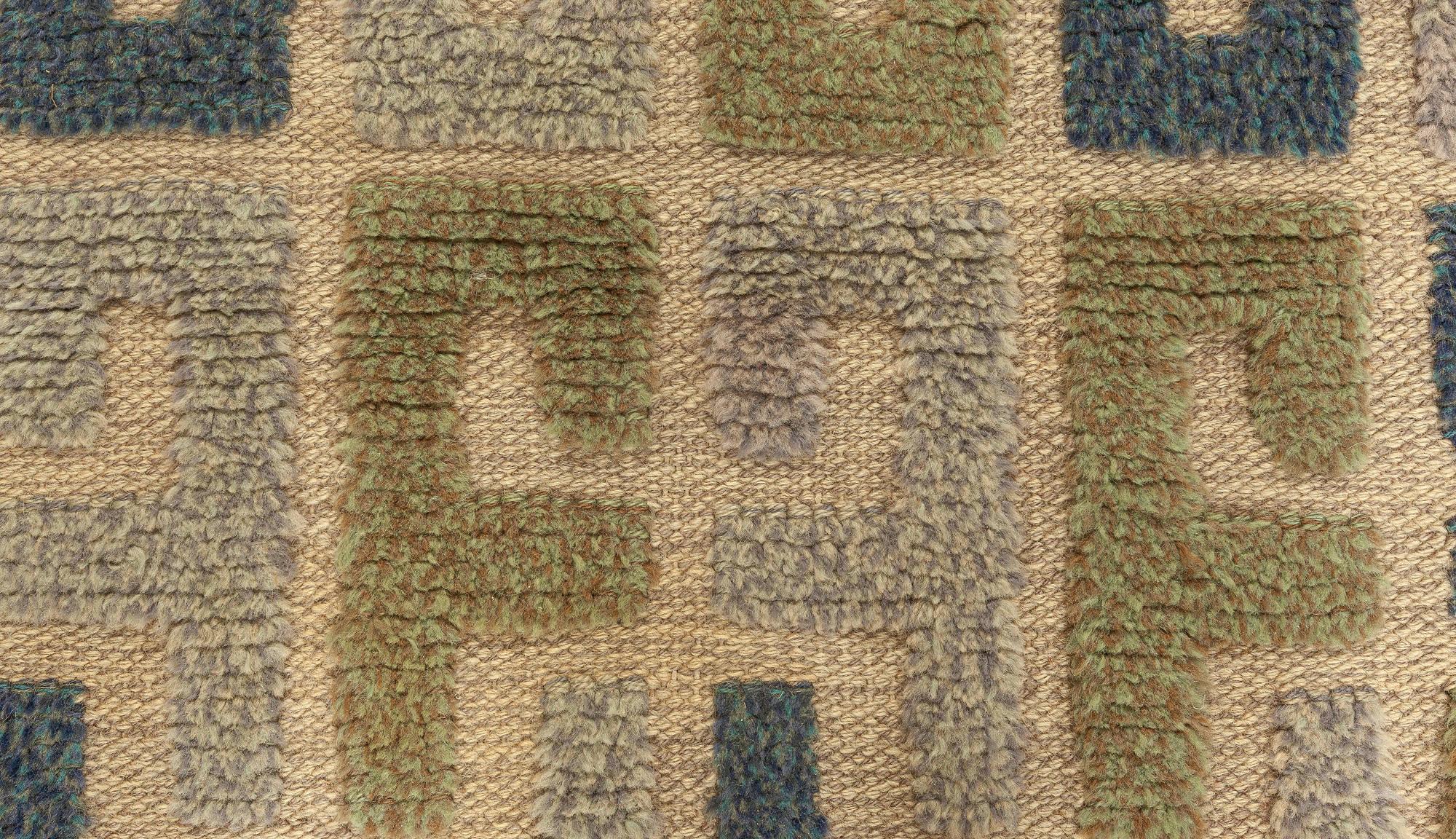 Wool Midcentury Swedish Rug by Sigvard Bernadotte