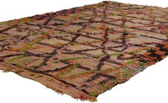 Vintage High-Low Taznakht Moroccan Rug, Tribal Enchantment Meets Cozy Nomad