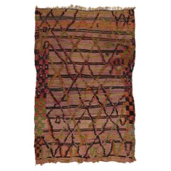  Vintage High-Low Taznakht Moroccan Rug, Tribal Enchantment Meets Cozy Nomad