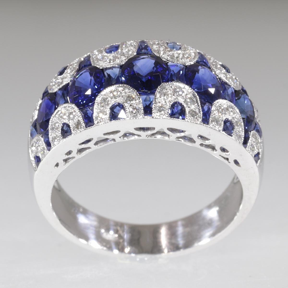 Artist Vintage High Quality 1970s Ring with Diamonds and Sapphire, Great Model For Sale