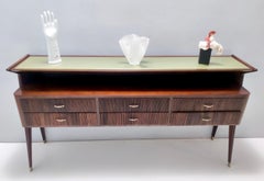 Vintage High-Quality Ebonized Black Walnut Dresser with Glass Top, Italy