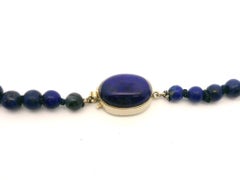 Vintage High Quality Lapis Lazuli Graduated Bead Necklace w/ White Gold Clasp