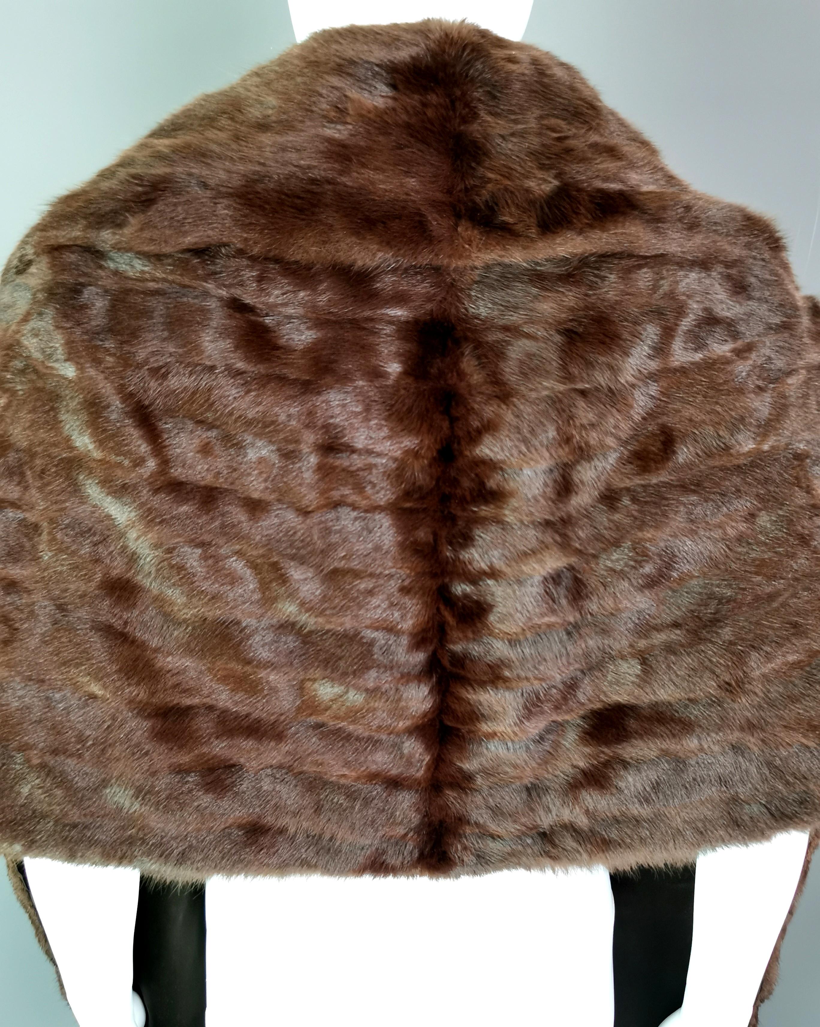 Vintage high quality mink fur stole, mahogany, mid century  4