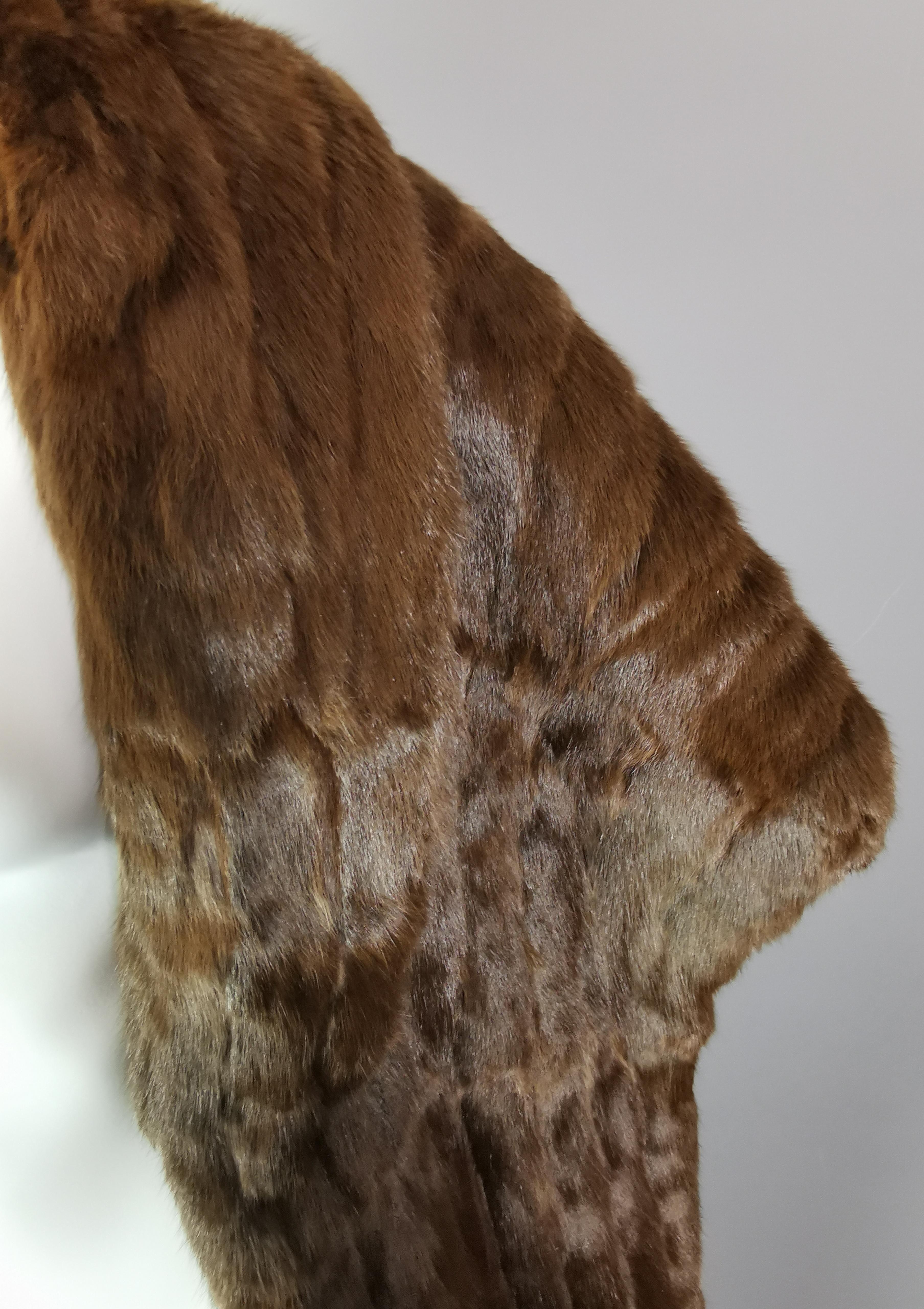 Vintage high quality mink fur stole, mahogany, mid century  1