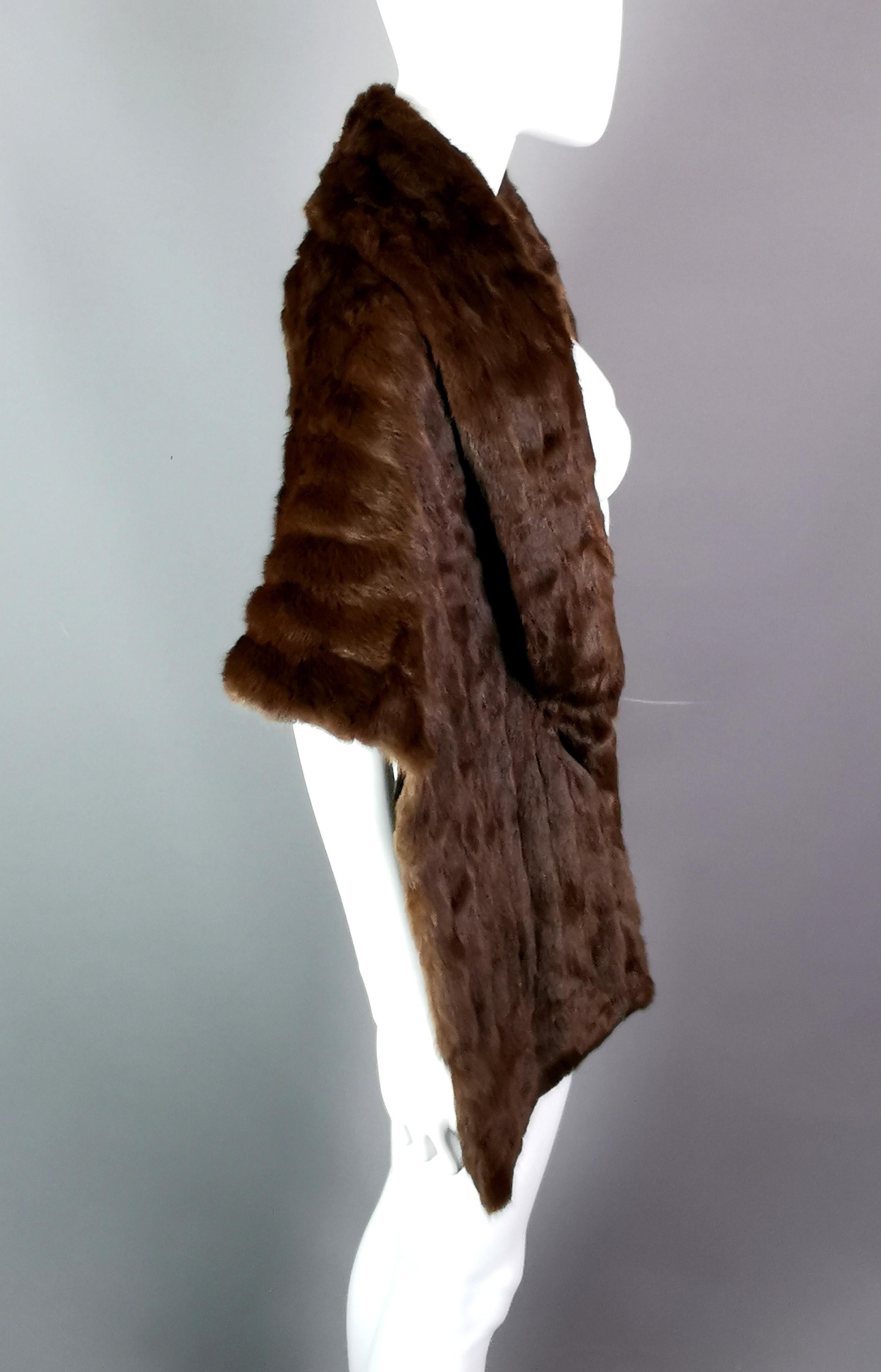 Vintage high quality mink fur stole, mahogany, mid century  2