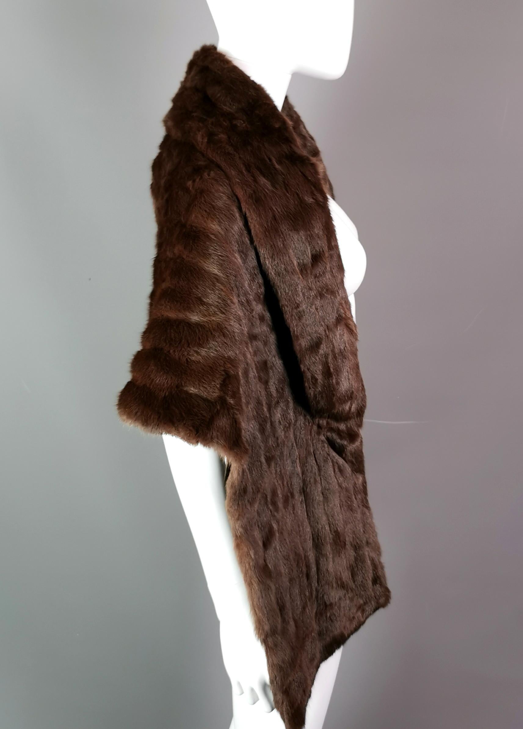Vintage high quality mink fur stole, mahogany, mid century  3