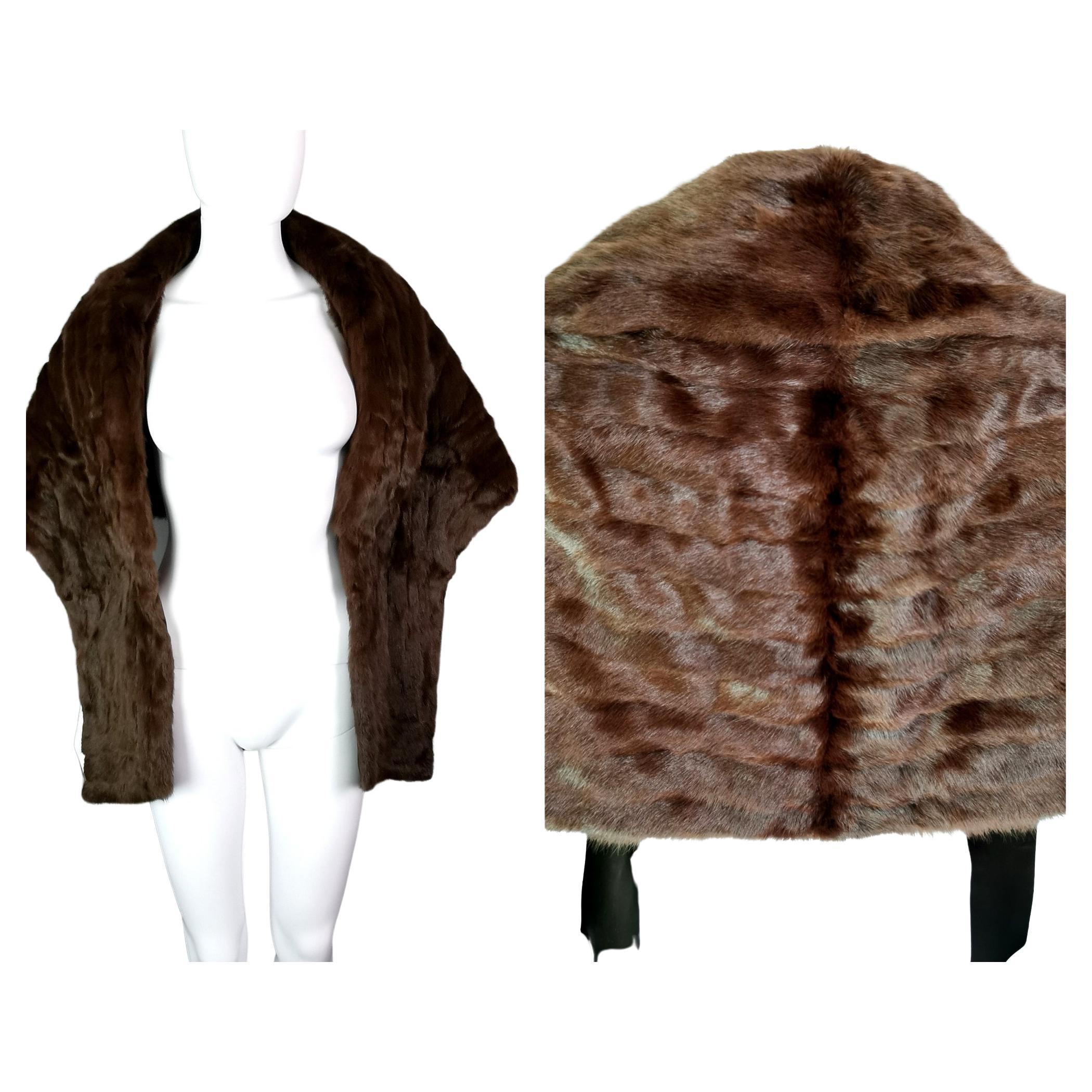 Vintage high quality mink fur stole, mahogany, mid century 