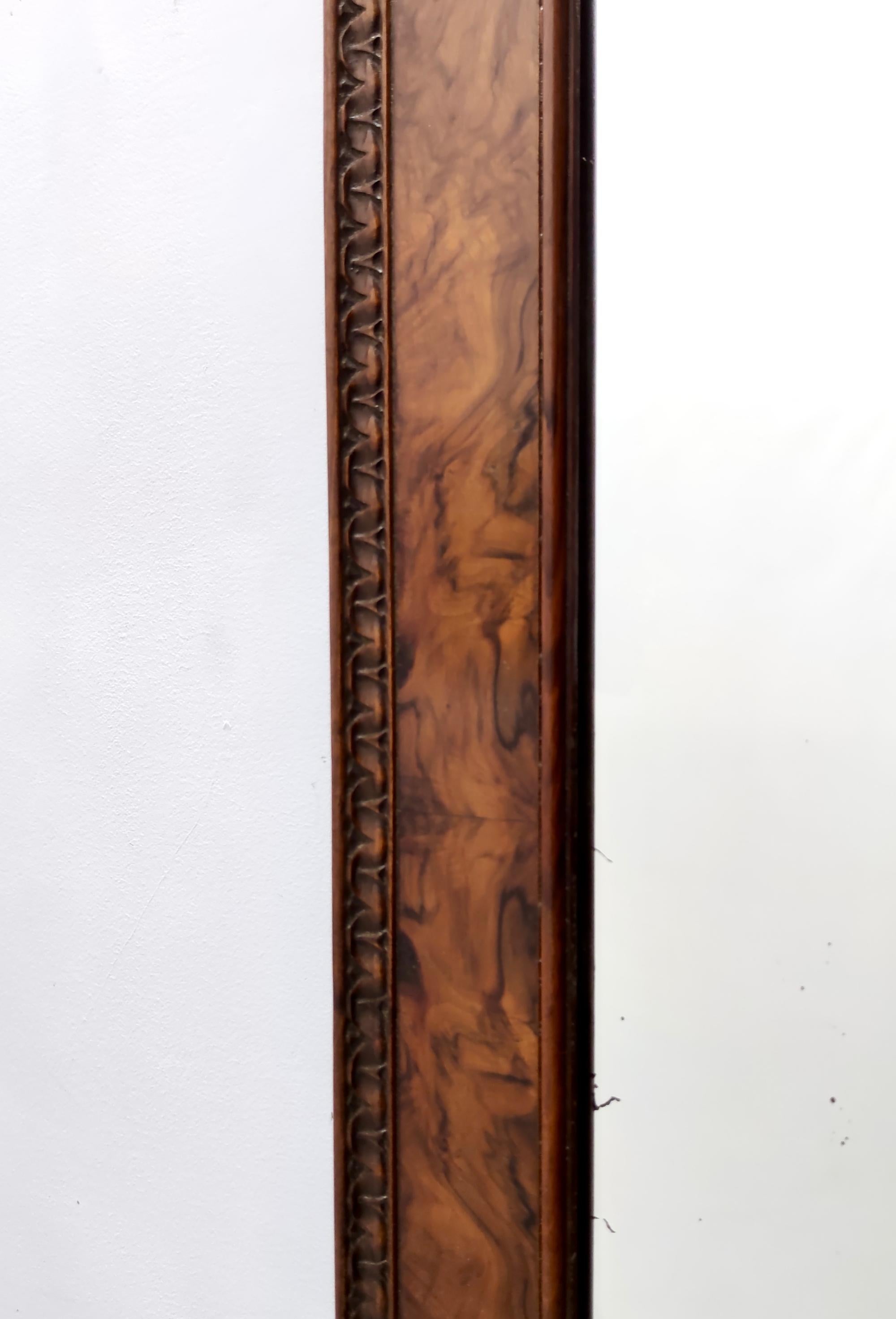 Mid-20th Century Vintage High-quality Wall Mirror with Beech and Walnut Frame, Italy For Sale