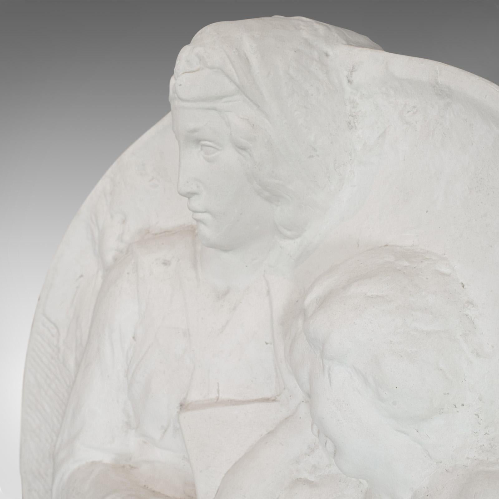 Plaster Cast Bas-Relief Portrait Pitti Tondo, Virgin and Child by Michelangelo 1