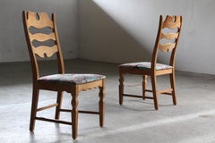 Vintage Highback Razorblade Light Oak Chairs by Kjærnulf, 1960s, Danish Design