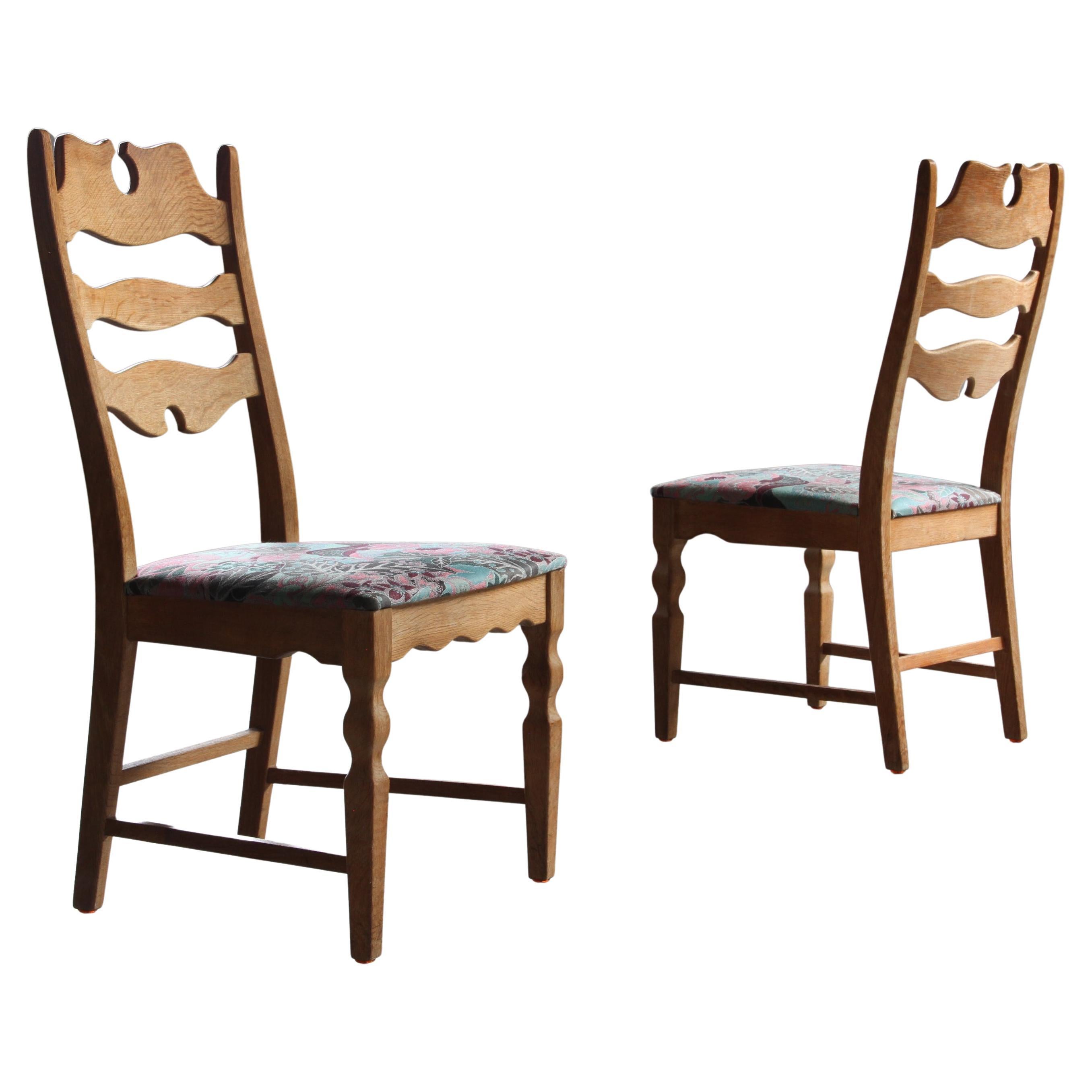 Vintage Highback Razorblade Light Oak Chairs by Kjærnulf, 1960s, Danish Design