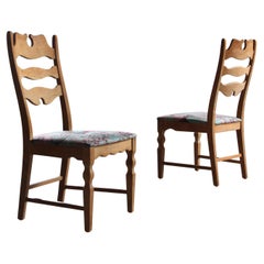 Vintage Highback Razorblade Light Oak Chairs by Kjærnulf, 1960s, Danish Design