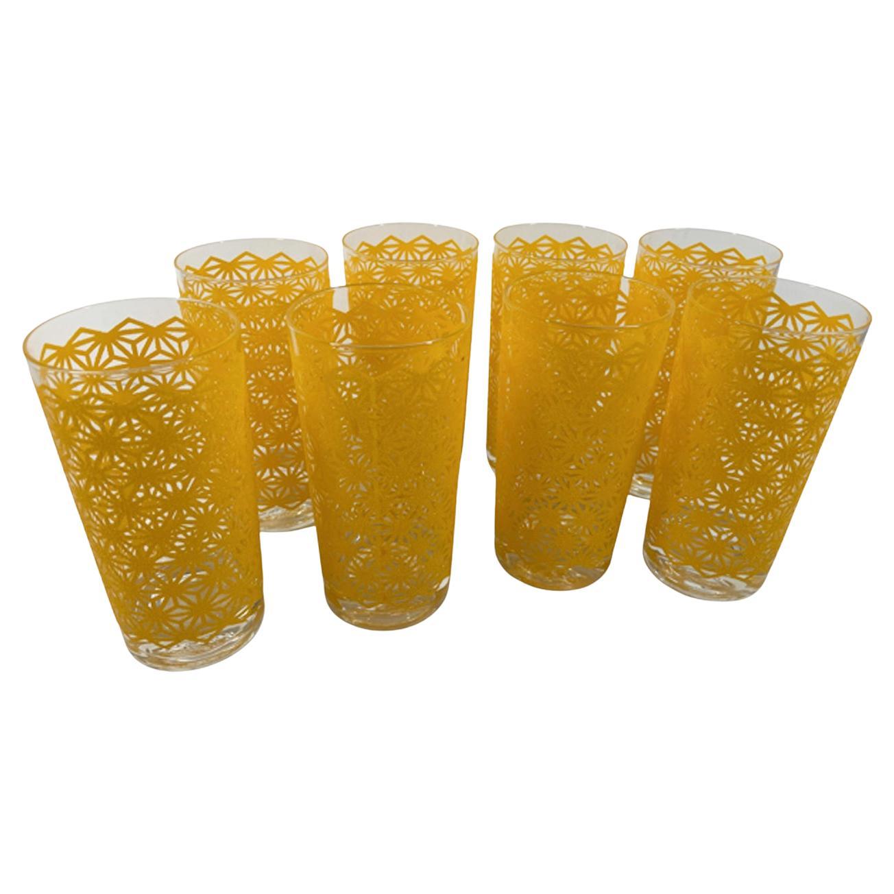 Vintage Highball Glasses Designed by Irene Pasinski w/"Woven" Non-Slip Surface