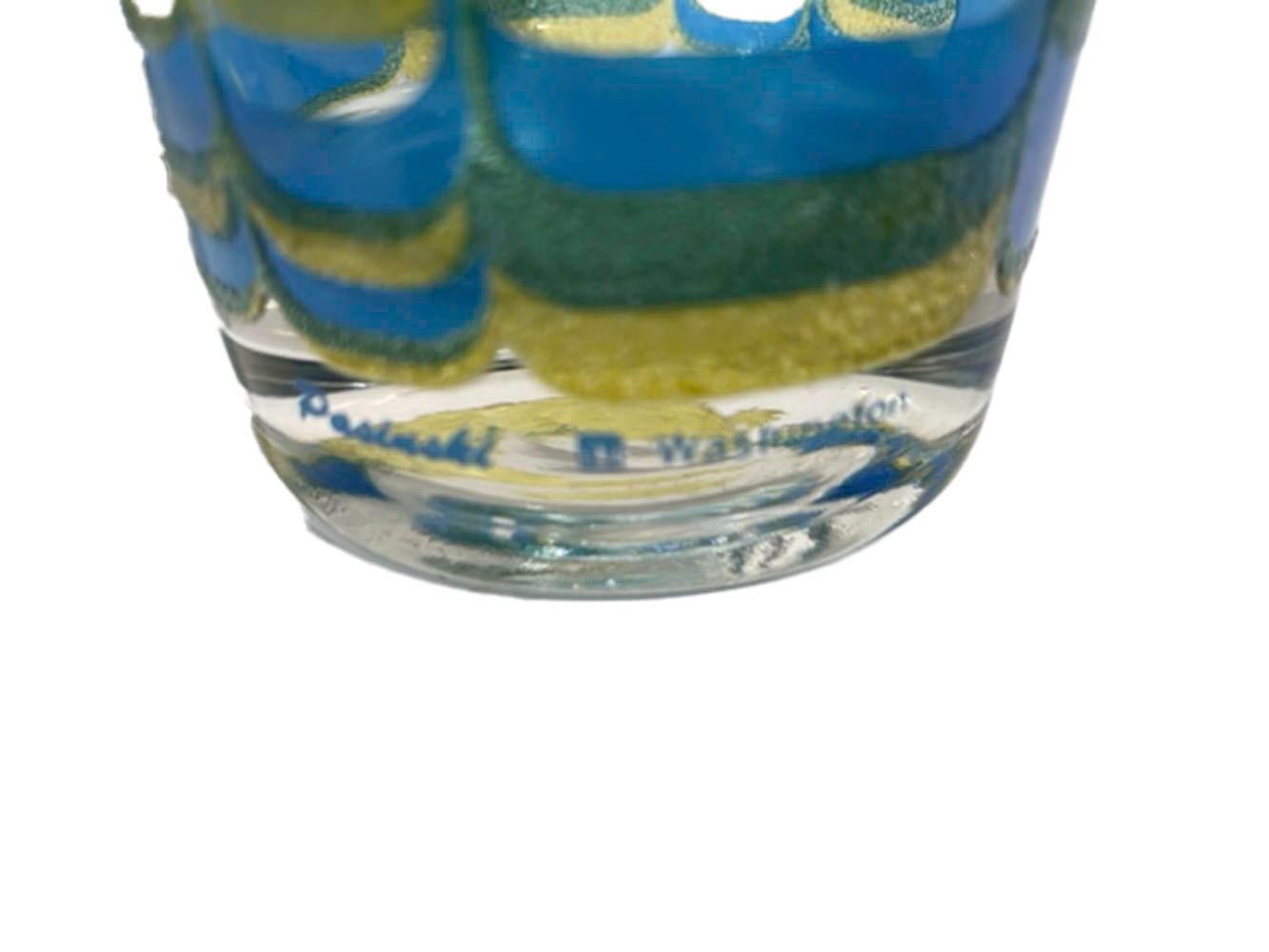20th Century Vintage Highball Glasses in Blue and Yellow Translucent Enamels by Pasinski