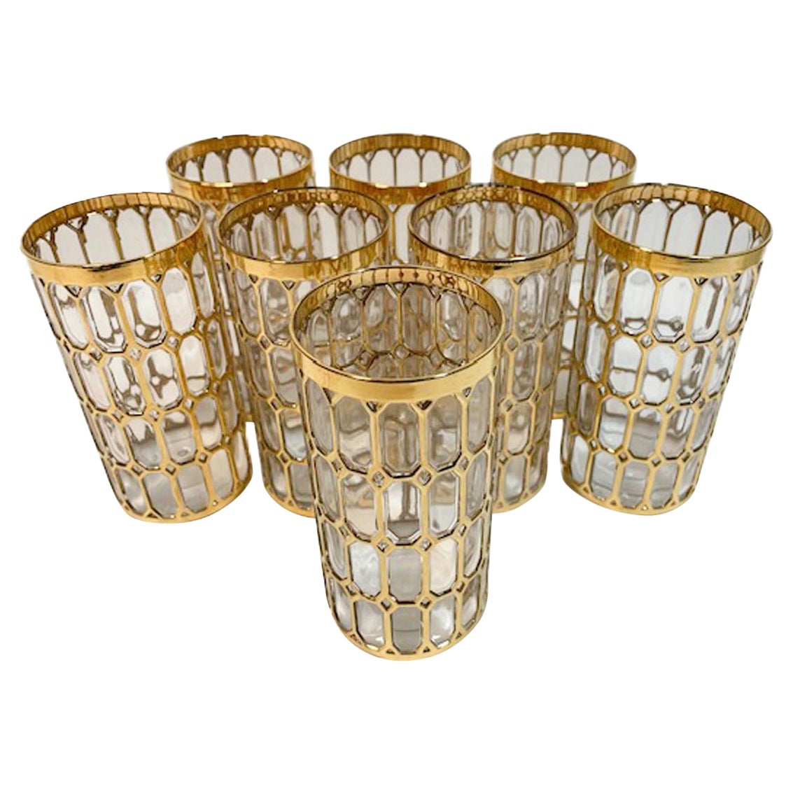 Vintage Highball Glasses in the Spanish Windows Pattern by Imperial Glass Co.