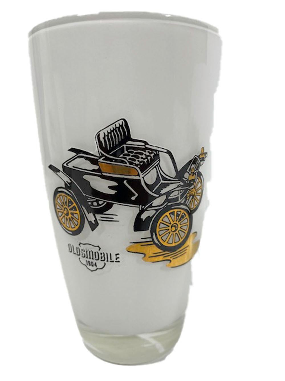 Vintage Highball Glasses with Images of Antique Automobiles by Gay Fad For Sale 4