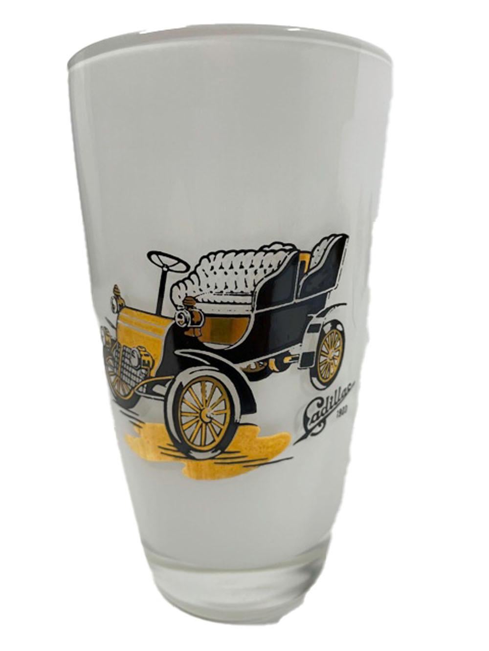 Vintage Highball Glasses with Images of Antique Automobiles by Gay Fad For Sale 5