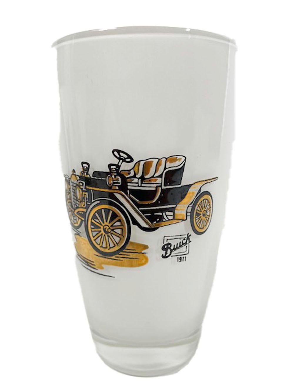 Vintage Highball Glasses with Images of Antique Automobiles by Gay Fad For Sale 2