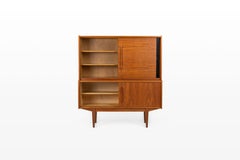 Vintage highboard in teak and glass doors