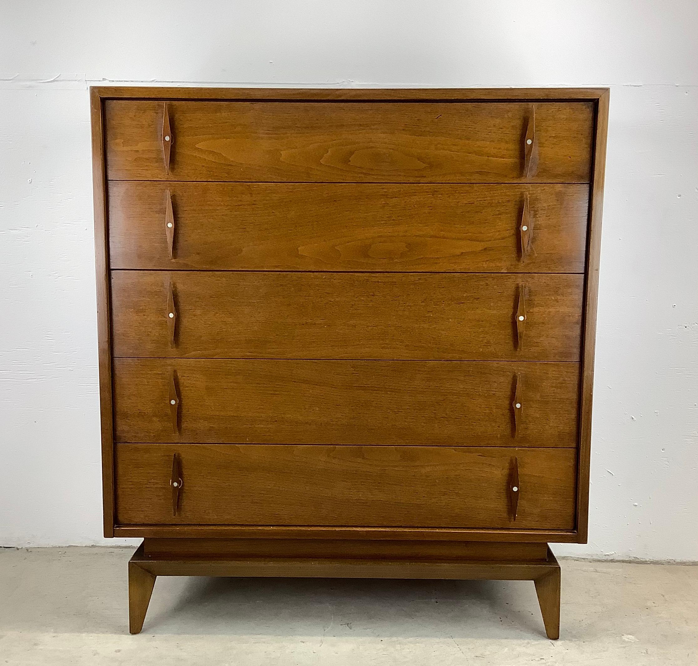 Vintage Highboy Dresser With Pointed Handles by American of Martinsville 3