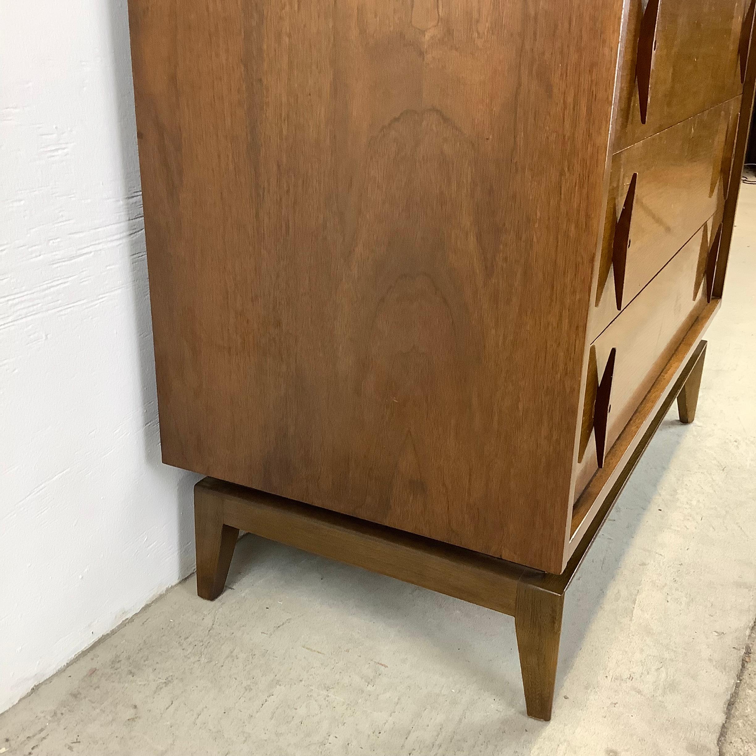 Vintage Highboy Dresser With Pointed Handles by American of Martinsville 5